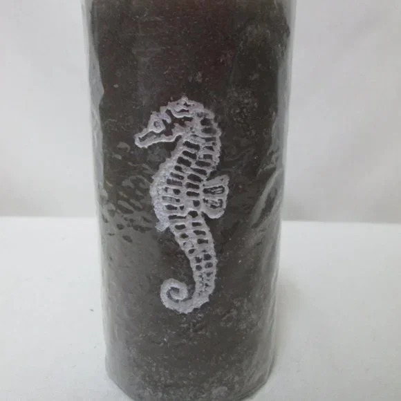 Seahorse pillar candle brown white sea life 6" tall Hobby Lobby sealed NEW NWT - Picture 2 of 12